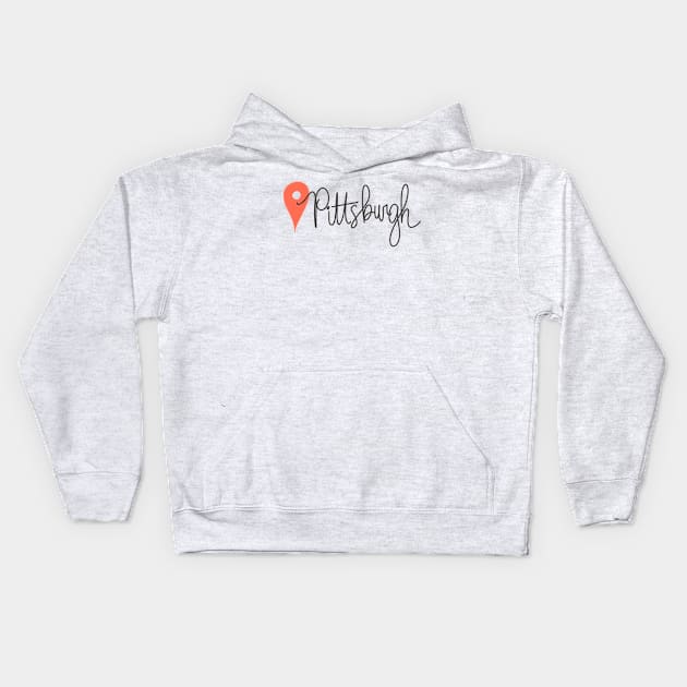 Pittsburgh Location Pin Kids Hoodie by AlishaMSchil